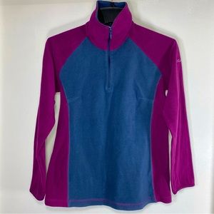 Columbia 1/4 Zip Pullover Fleece Gray Magenta Long Sleeves Women’s Sweatshirts S